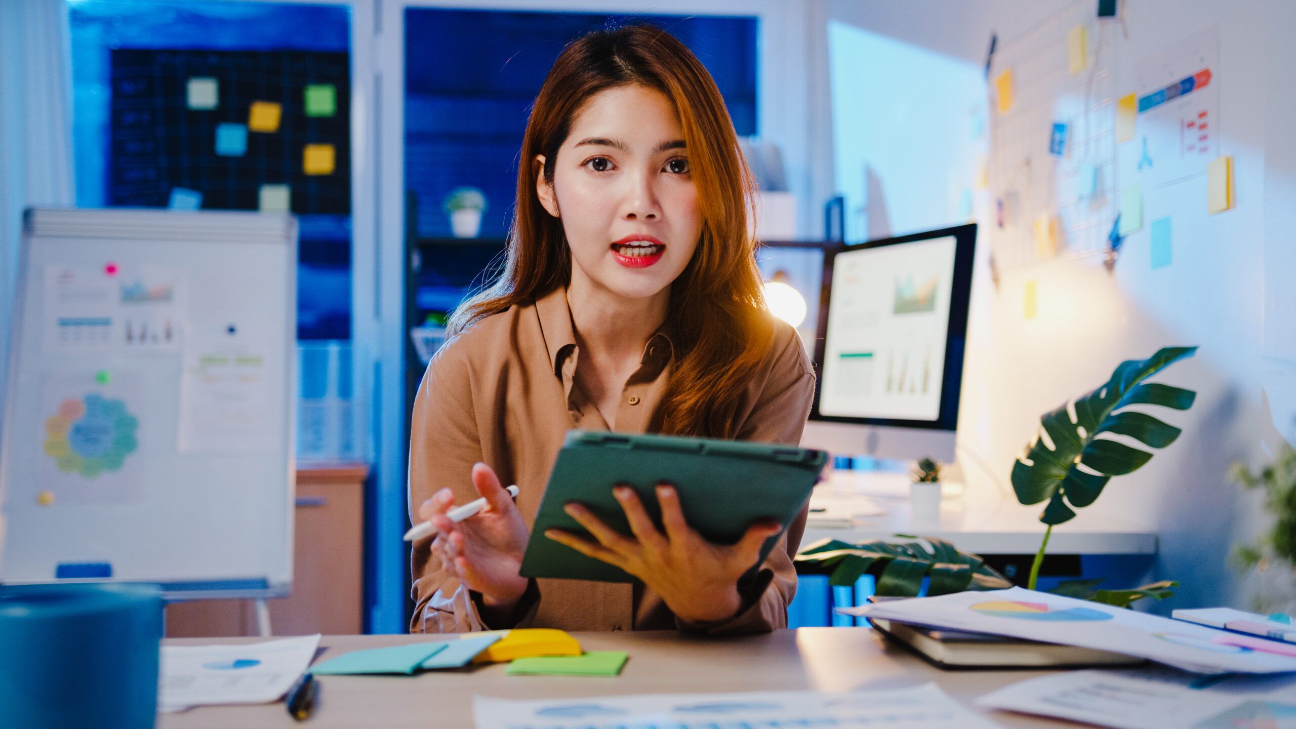 Asia businesswoman social distancing in new normal for virus pre